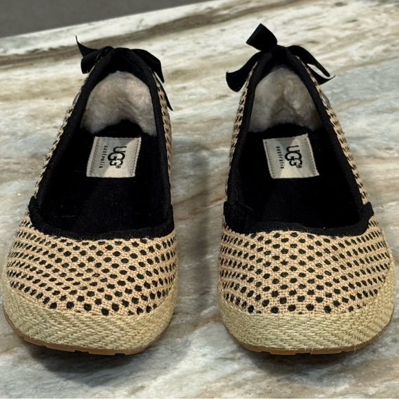 Women’s UGG Indah polka dot burlap genuine sheepskin flats- Size 6 - Picture 3 of 8